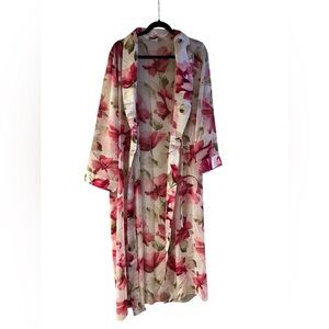 Vintage California Dynasty Pink Floral Robe Women’s Size Small